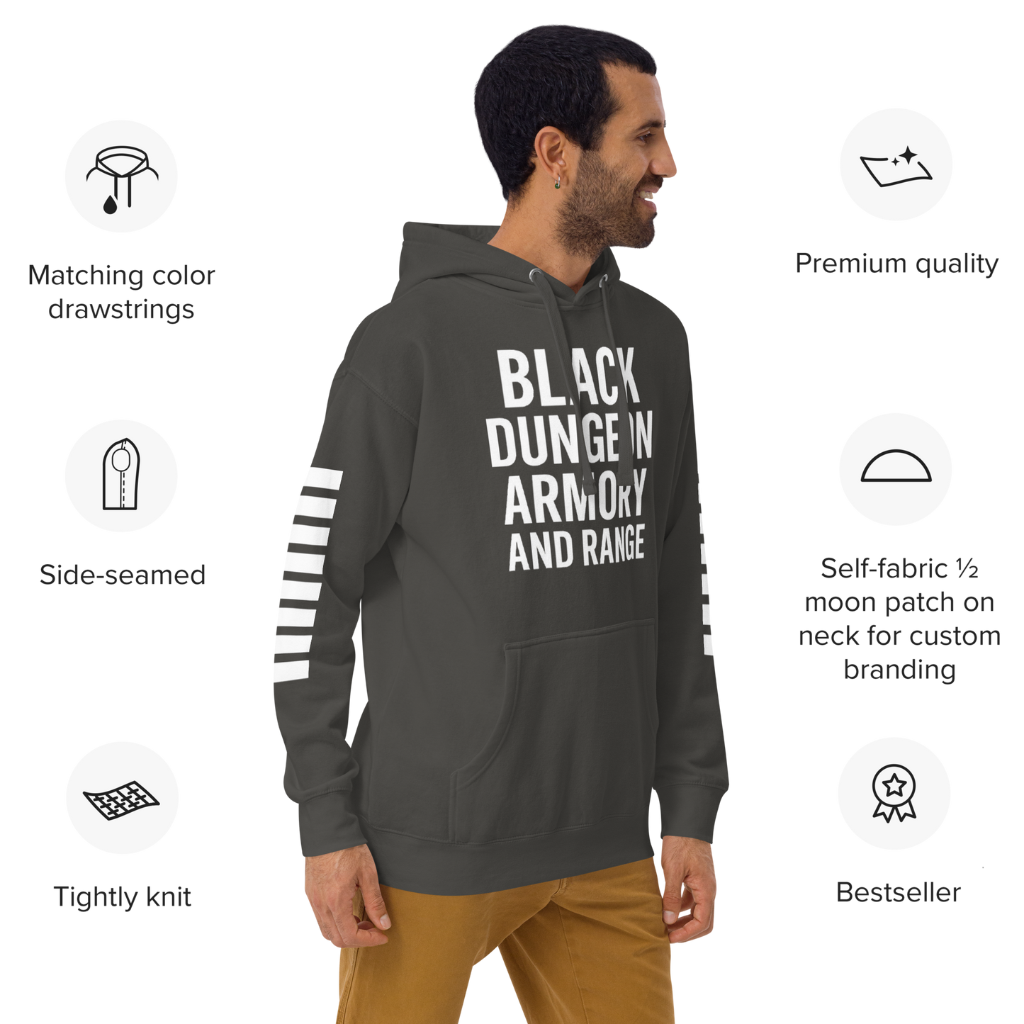Black Dungeon Armory & Range Tactical Hoodie – Unisex  “ Dungeon Defender Series”